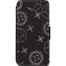 Coque iPhone 13 Pro Max - Wallet noir Suns and Moons
