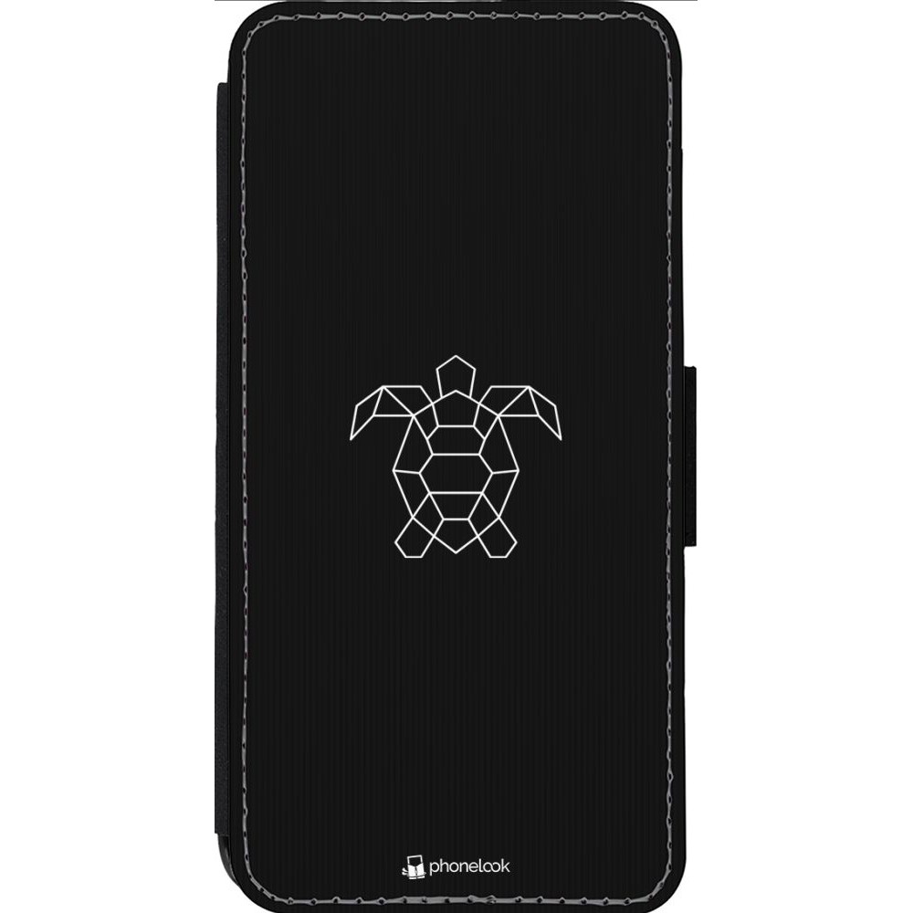 Hülle iPhone 13 Pro Max - Wallet schwarz Turtles lines on black
