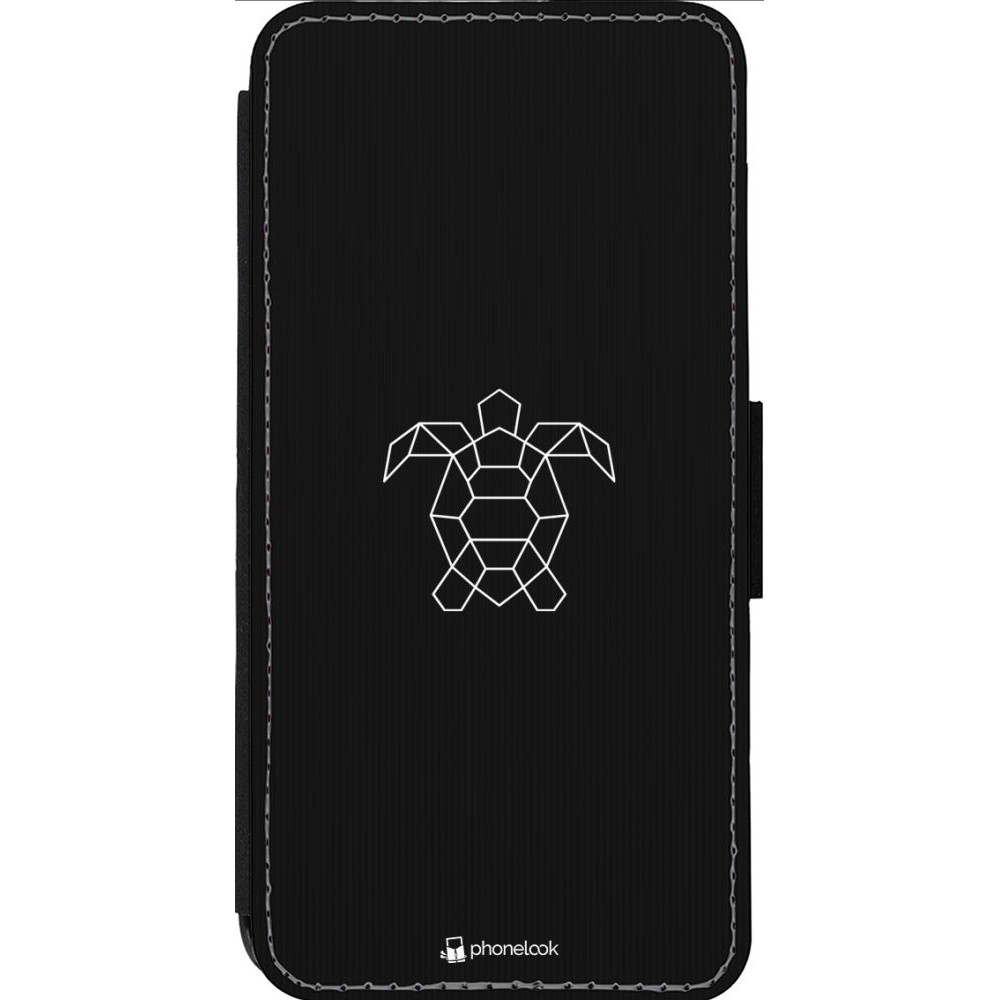 Coque iPhone 13 Pro Max - Wallet noir Turtles lines on black