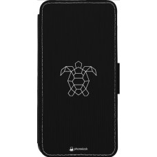 Hülle iPhone 13 Pro Max - Wallet schwarz Turtles lines on black