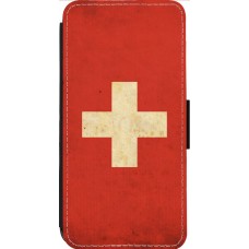 Coque iPhone 13 Pro Max - Wallet noir Vintage Flag SWISS