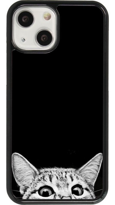 Coque iPhone 13 mini - Cat Looking Up Black