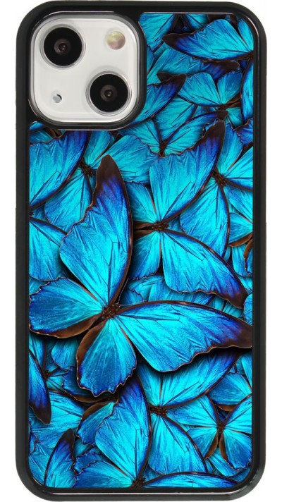 Coque iPhone 13 mini - Papillon - Bleu