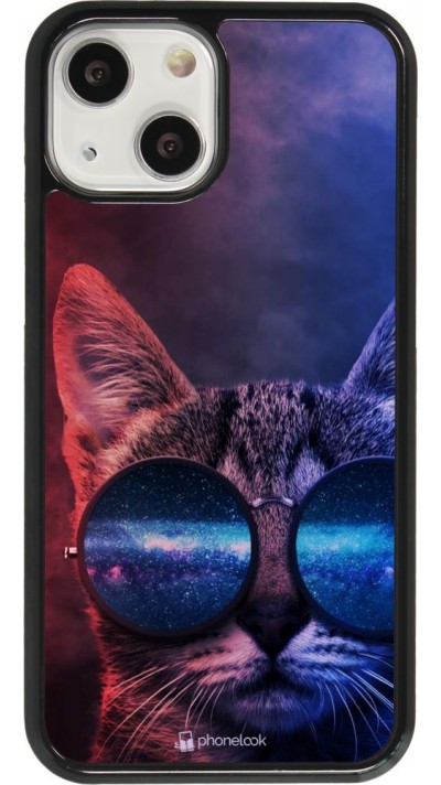 Coque iPhone 13 mini - Red Blue Cat Glasses
