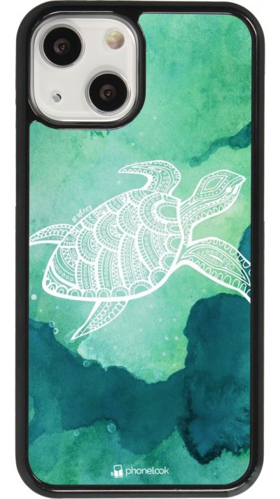 Coque iPhone 13 mini - Turtle Aztec Watercolor