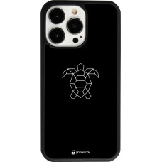 Coque iPhone 13 Pro - Silicone rigide noir Turtles lines on black