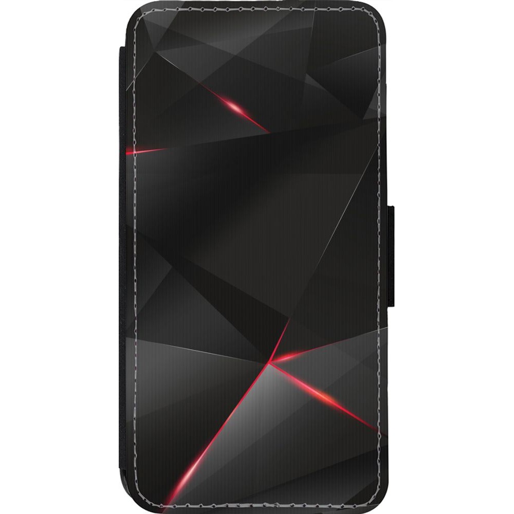 Hülle iPhone 13 Pro - Wallet schwarz Black Red Lines