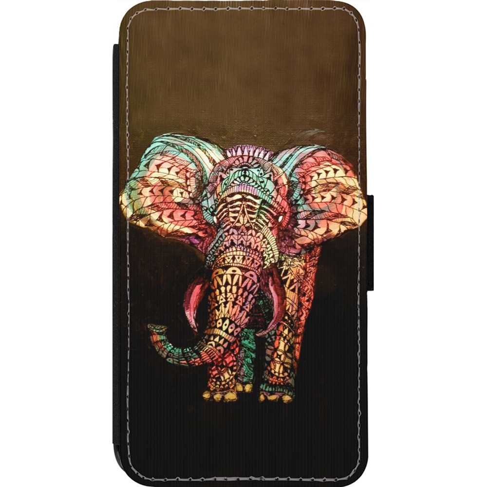 Coque iPhone 13 Pro - Wallet noir Elephant 02