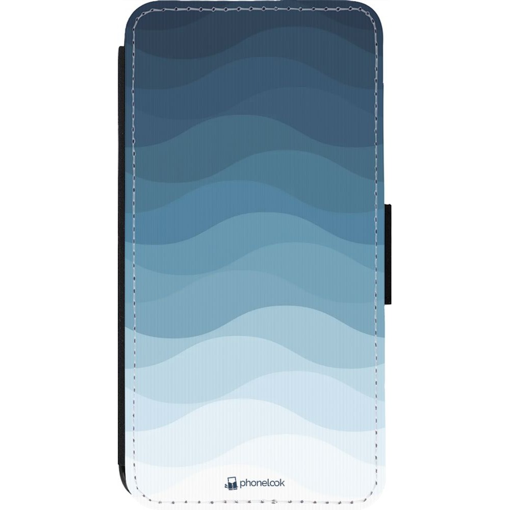 Hülle iPhone 13 Pro - Wallet schwarz Flat Blue Waves