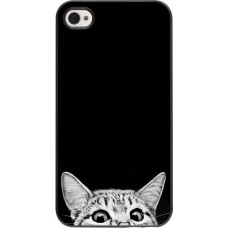 Coque iPhone 4/4s - Cat Looking Up Black