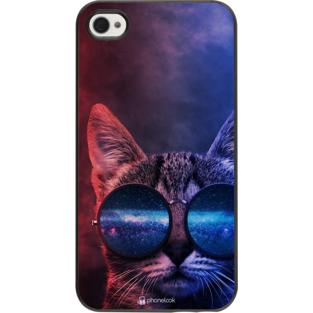 Coque iPhone 4/4s - Red Blue Cat Glasses