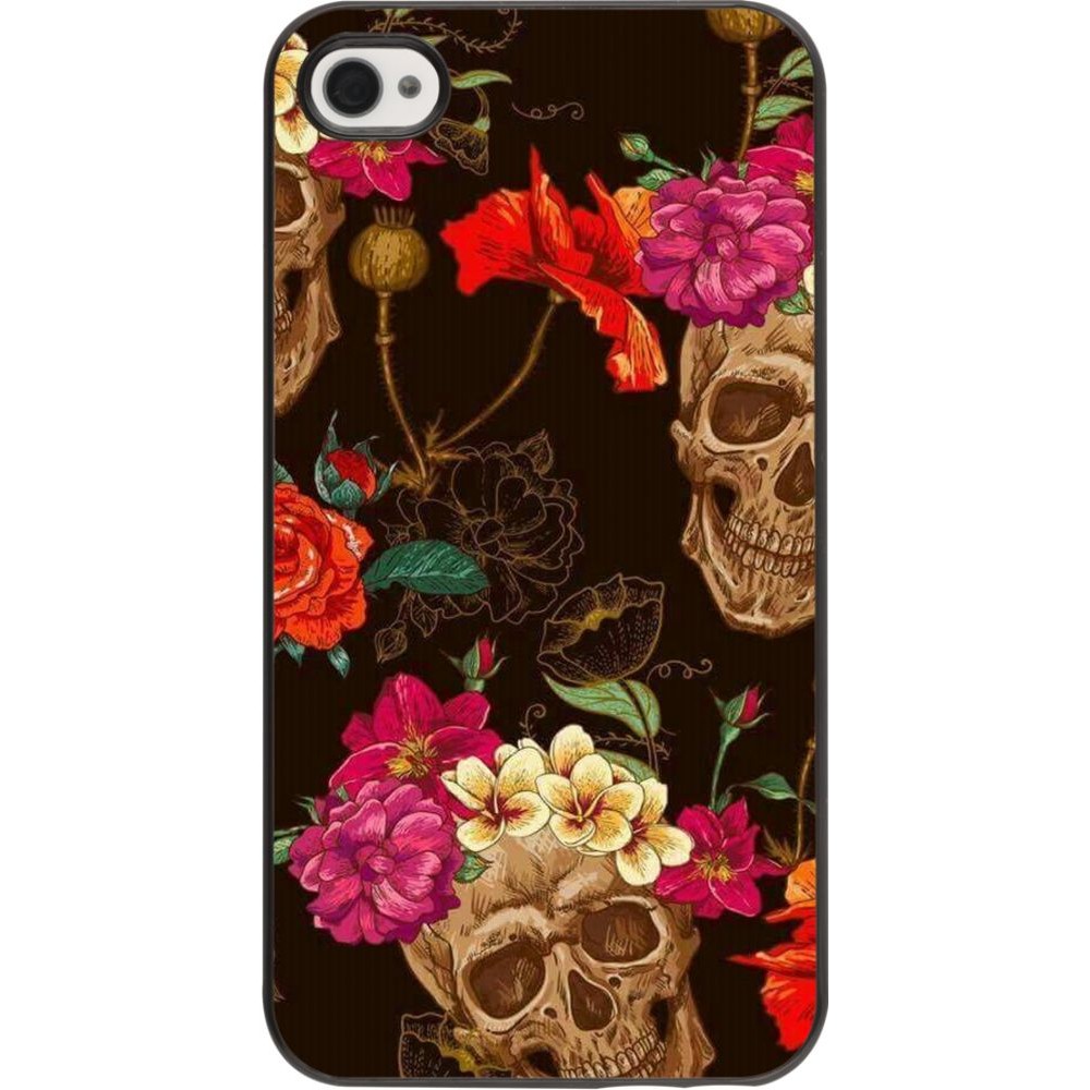 Coque iPhone 4/4s - Skulls and flowers