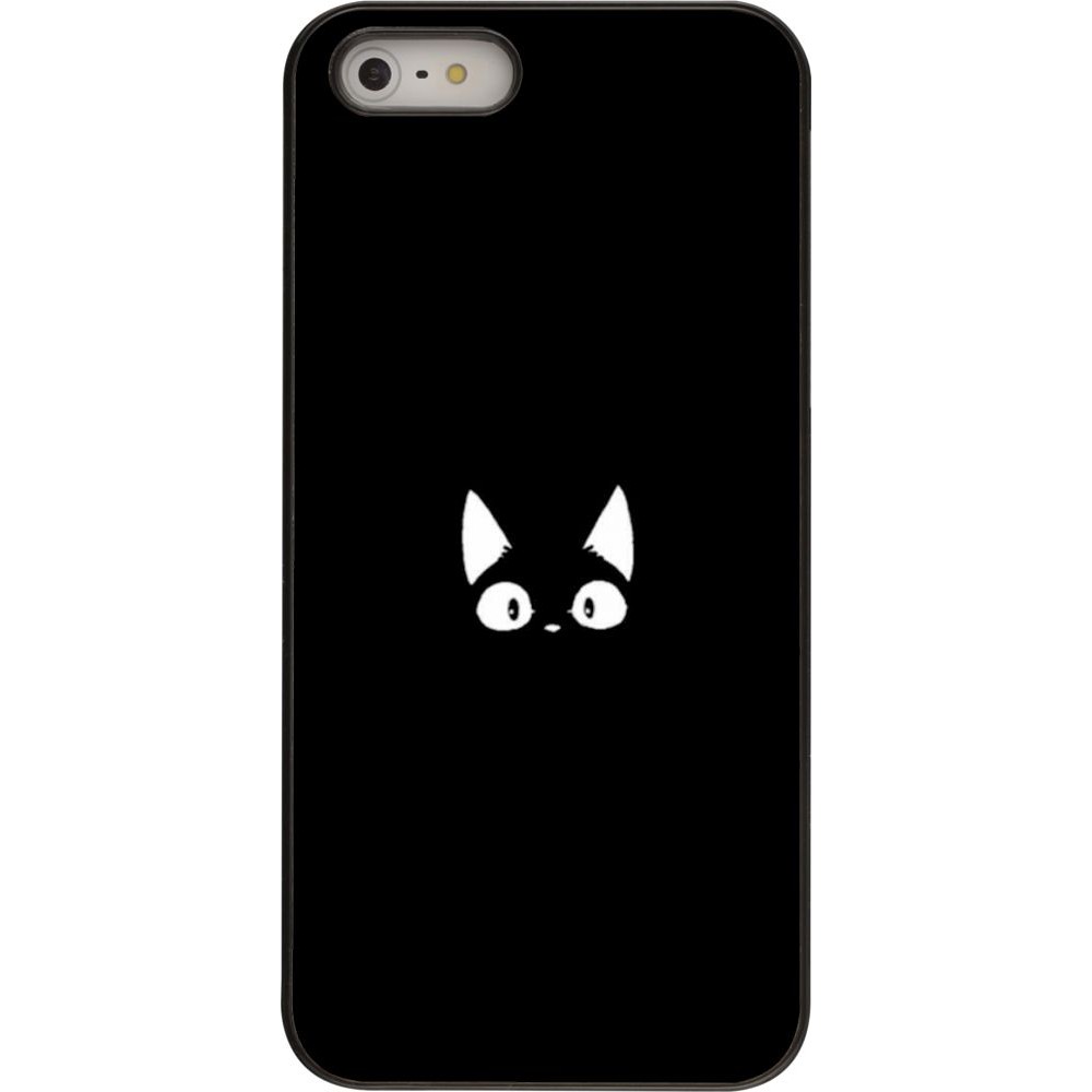 Coque iPhone 5/5s / SE (2016) - Funny cat on black