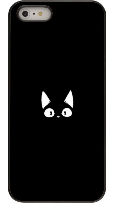 Coque iPhone 5/5s / SE (2016) - Funny cat on black