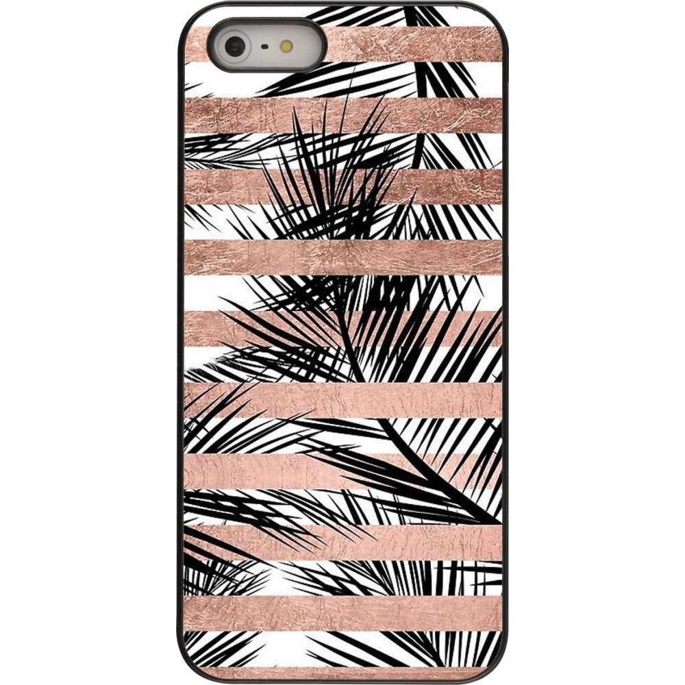 Coque iPhone 5/5s / SE (2016) - Palm trees gold stripes