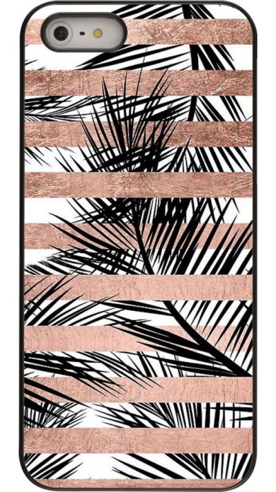 Coque iPhone 5/5s / SE (2016) - Palm trees gold stripes