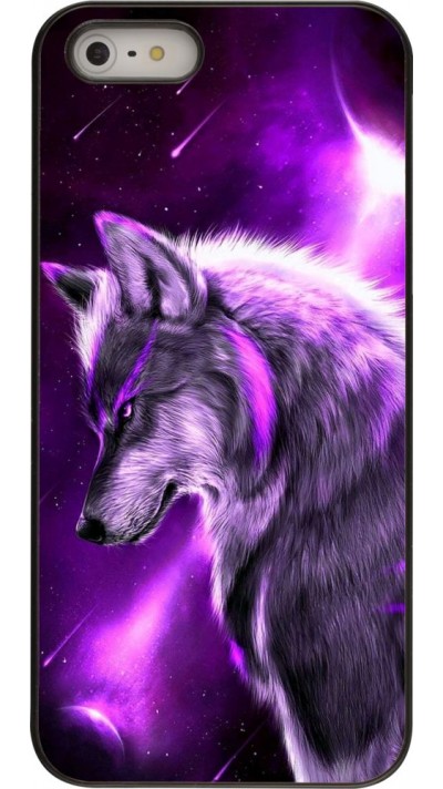 Coque iPhone 5/5s / SE (2016) - Purple Sky Wolf