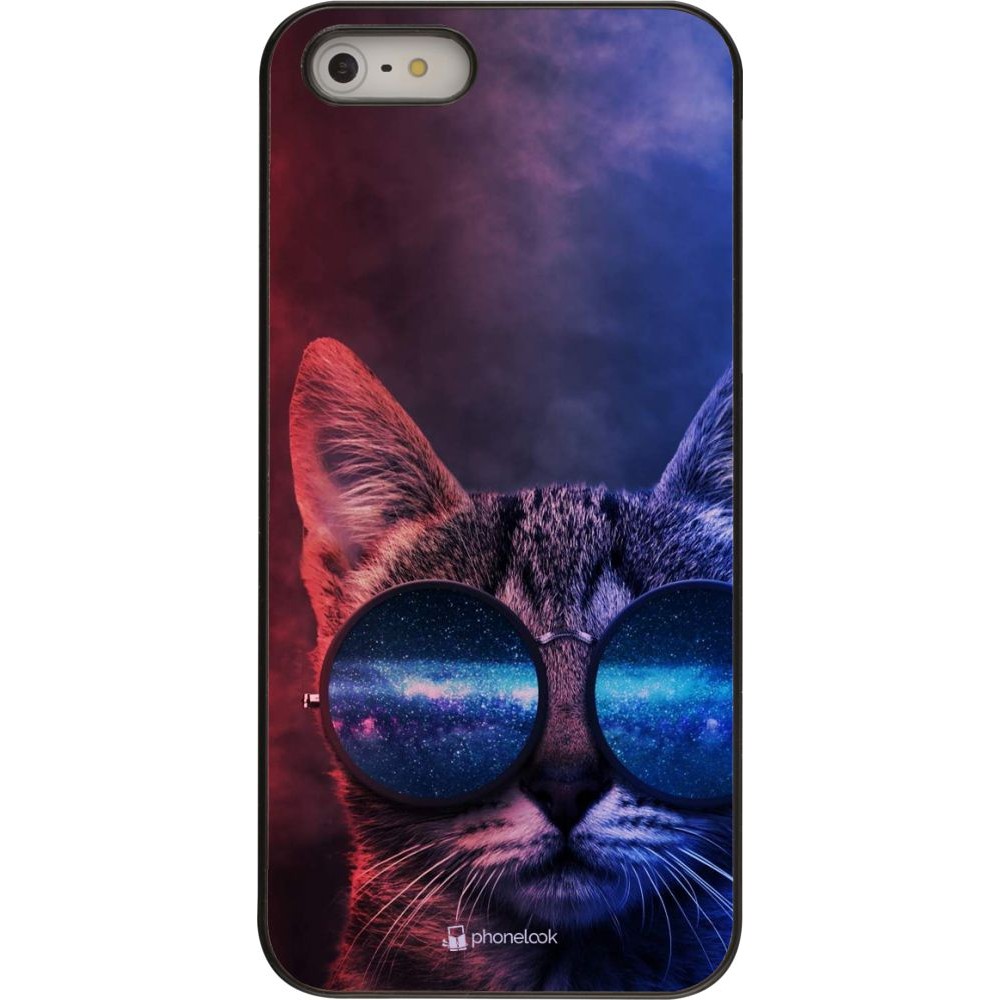 Coque iPhone 5/5s / SE (2016) - Red Blue Cat Glasses