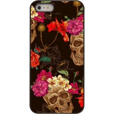Hülle iPhone 5/5s / SE (2016) - Skulls and flowers