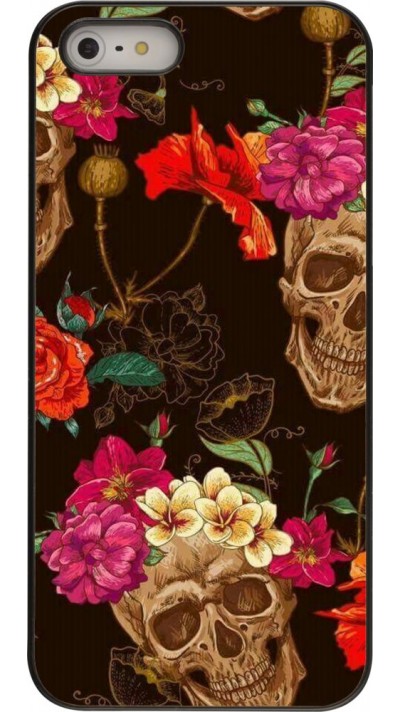 Coque iPhone 5/5s / SE (2016) - Skulls and flowers