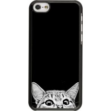 Coque iPhone 5c - Cat Looking Up Black