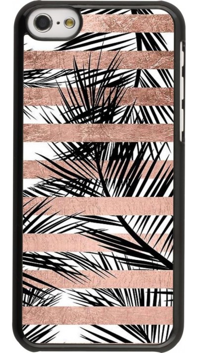 Coque iPhone 5c - Palm trees gold stripes