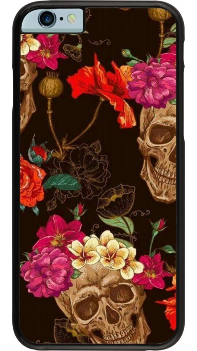 Hülle iPhone 6/6s - Skulls and flowers