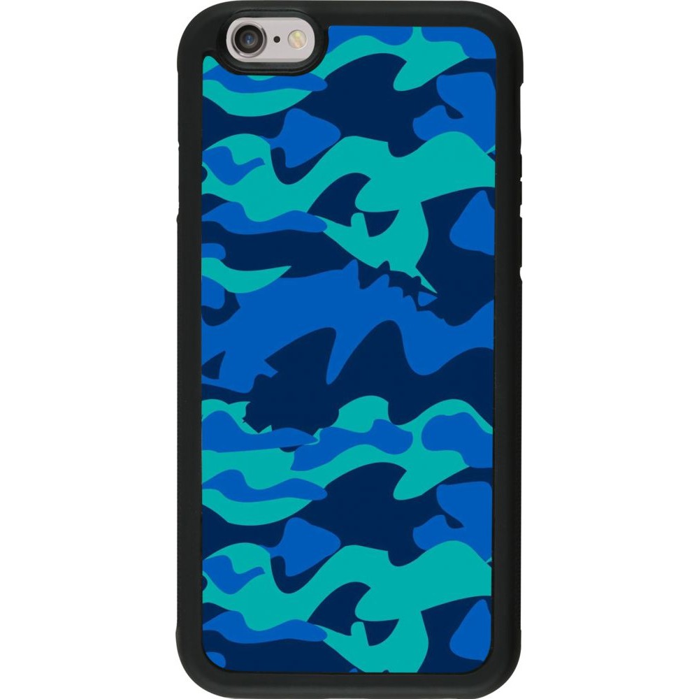 Hülle iPhone 6/6s - Silikon schwarz Camo Blue