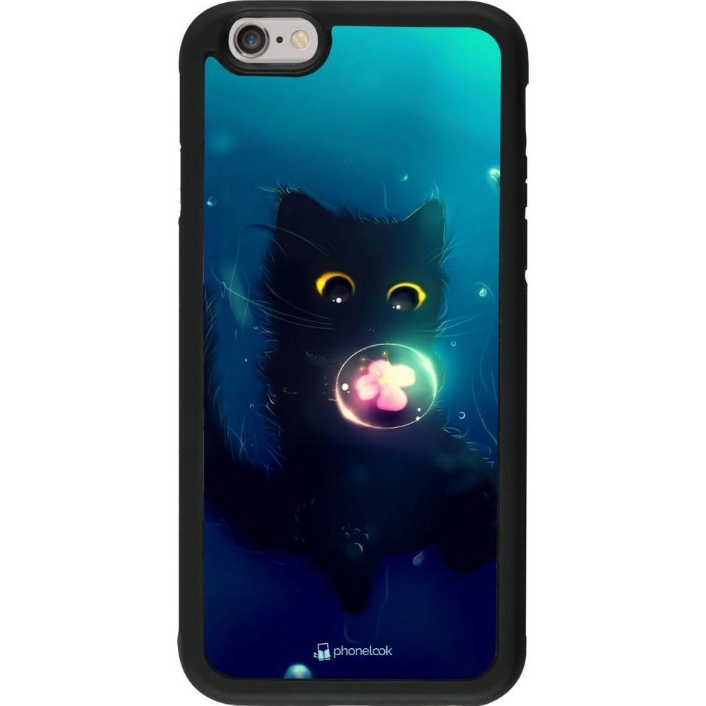 Coque iPhone 6/6s - Silicone rigide noir Cute Cat Bubble