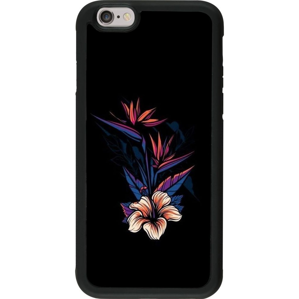 Hülle iPhone 6/6s - Silikon schwarz Dark Flowers