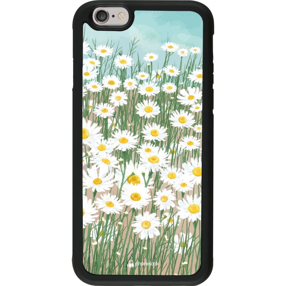 Hülle iPhone 6/6s - Silikon schwarz Flower Field Art