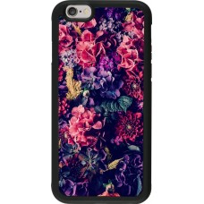 Hülle iPhone 6/6s - Silikon schwarz Flowers Dark