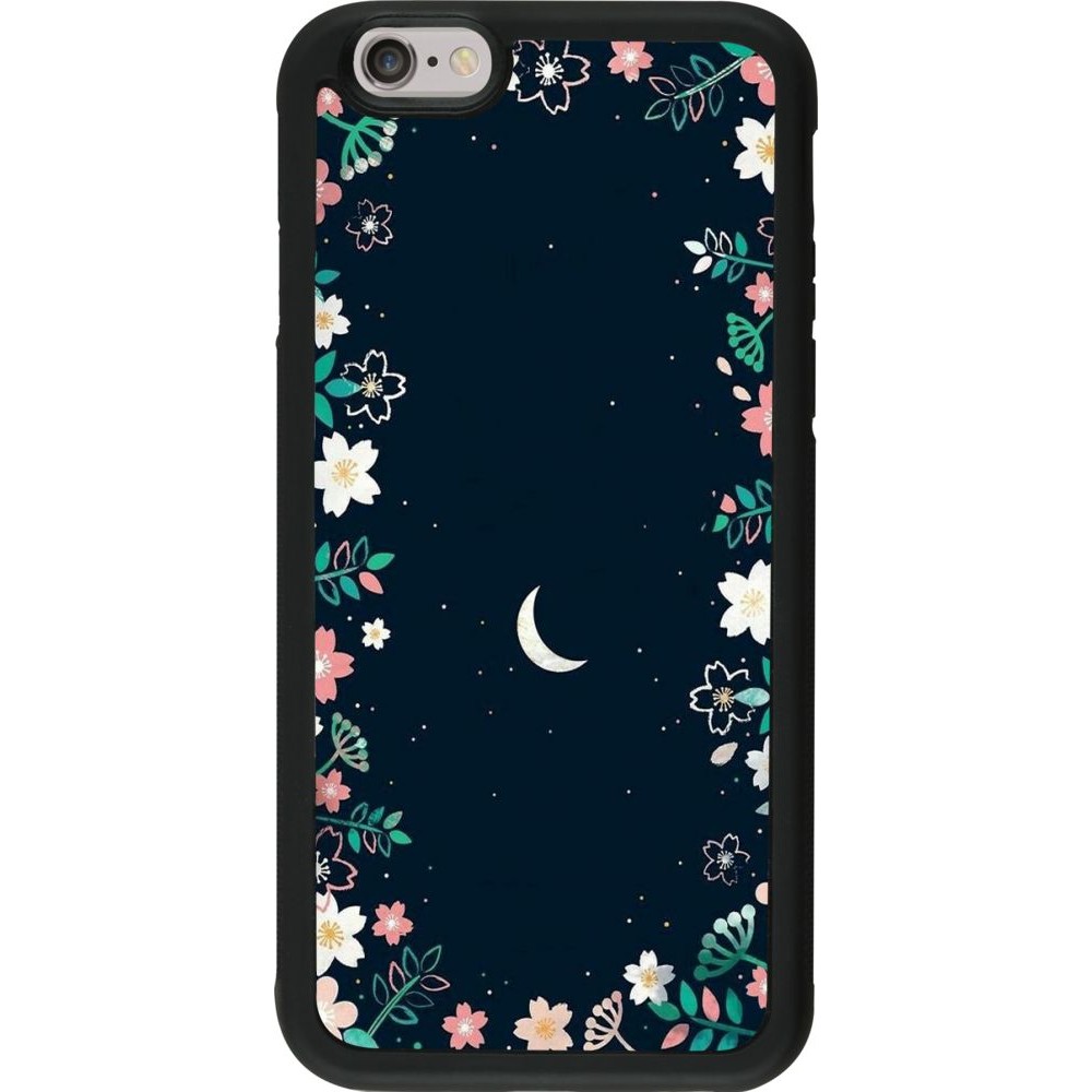 Coque iPhone 6/6s - Silicone rigide noir Flowers space
