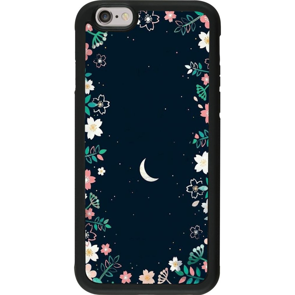 Hülle iPhone 6/6s - Silikon schwarz Flowers space
