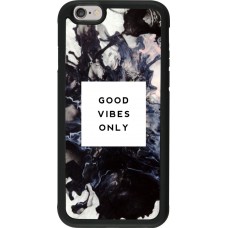 Coque iPhone 6/6s - Silicone rigide noir Marble Good Vibes Only