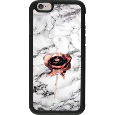 Coque iPhone 6/6s - Silicone rigide noir Marble Rose Gold