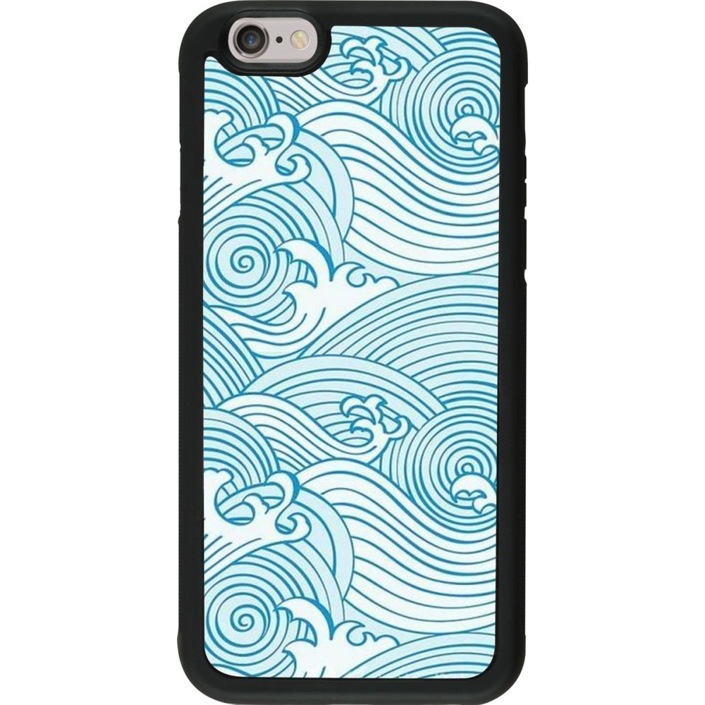Coque iPhone 6/6s - Silicone rigide noir Ocean Waves