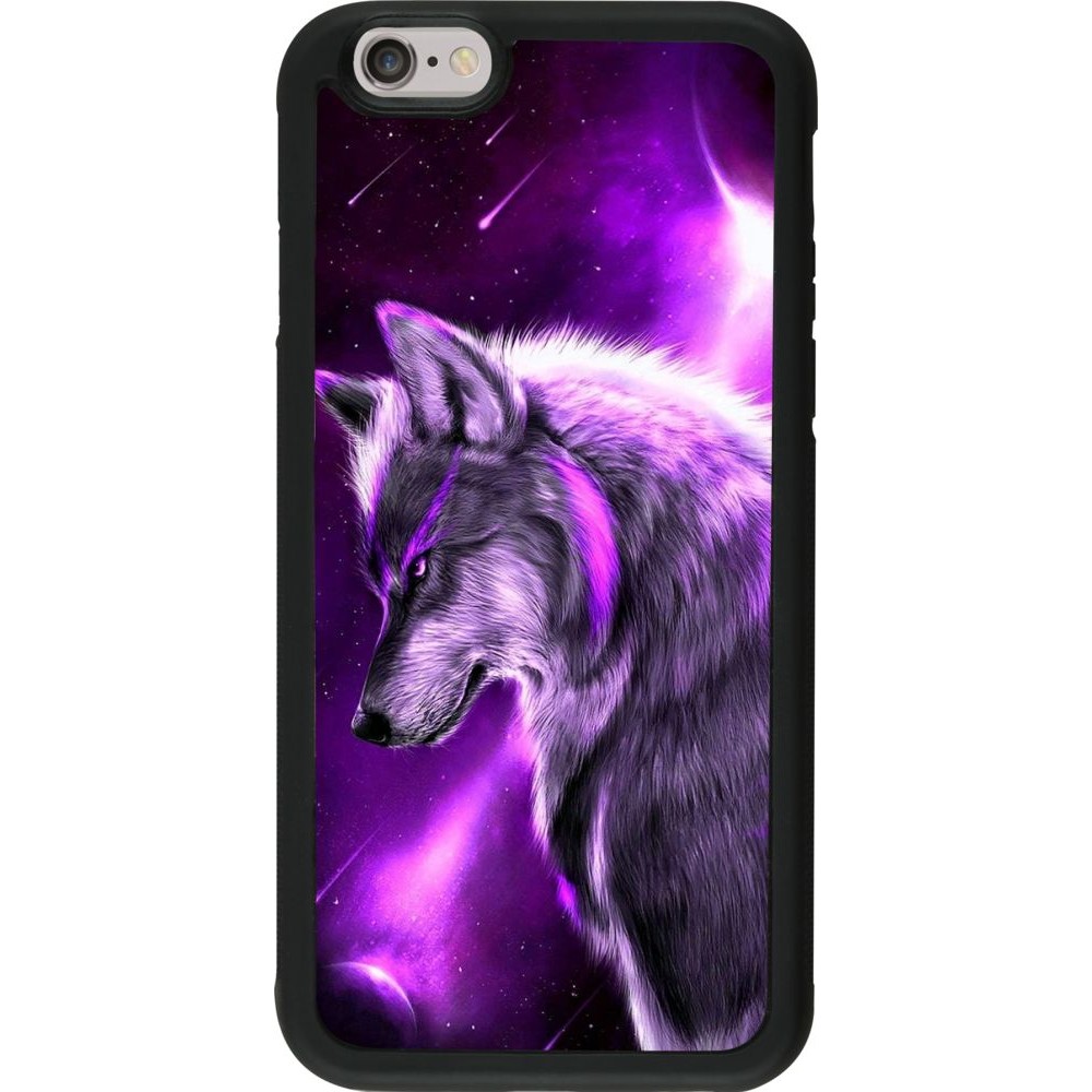 Coque iPhone 6/6s - Silicone rigide noir Purple Sky Wolf