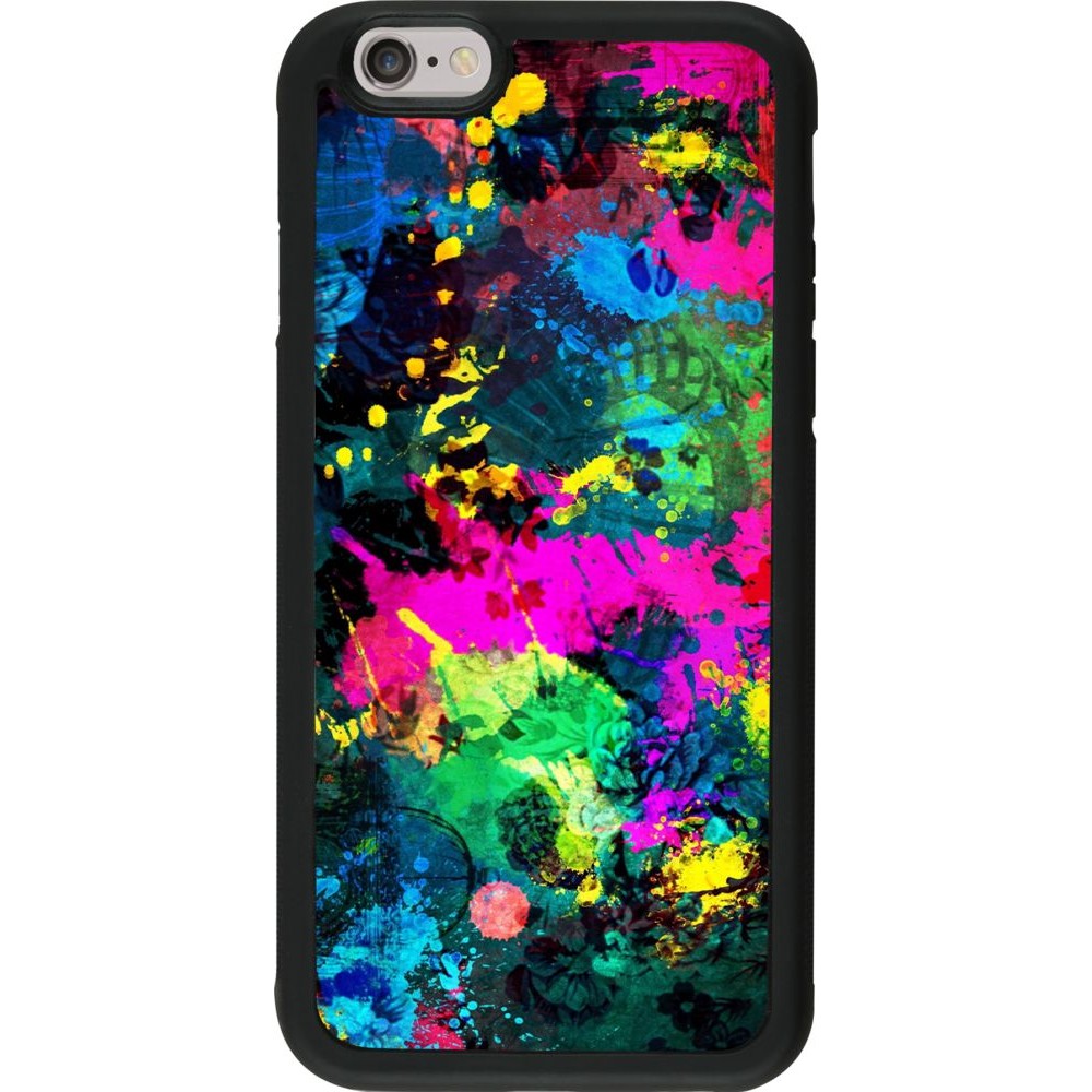 Coque iPhone 6/6s - Silicone rigide noir splash paint