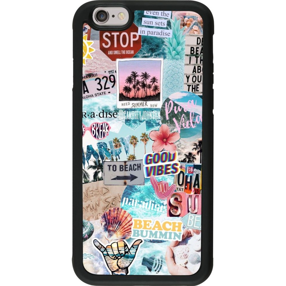 Coque iPhone 6/6s - Silicone rigide noir Summer 20 collage