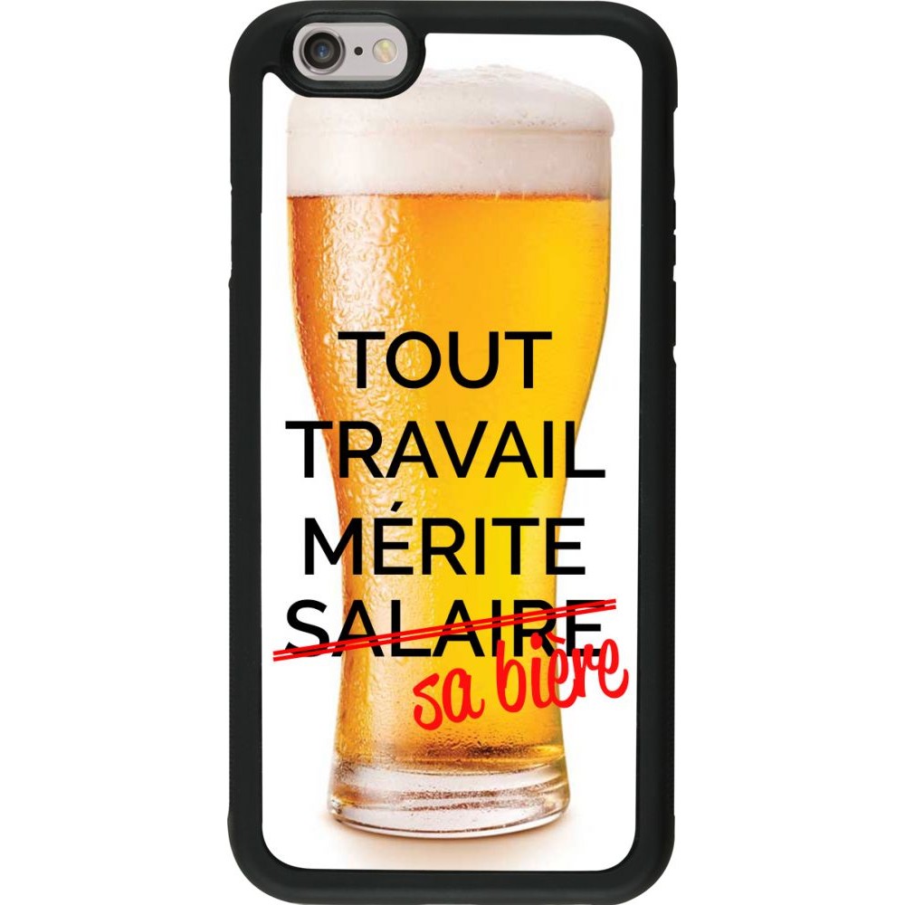 Coque iPhone 6/6s - Silicone rigide noir Tout travail mérite sa bière