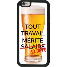 Coque iPhone 6/6s - Silicone rigide noir Tout travail mérite sa bière