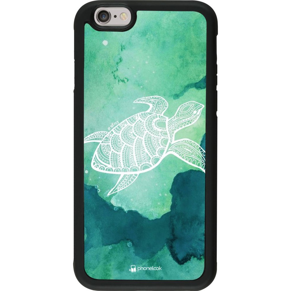 Hülle iPhone 6/6s - Silikon schwarz Turtle Aztec Watercolor