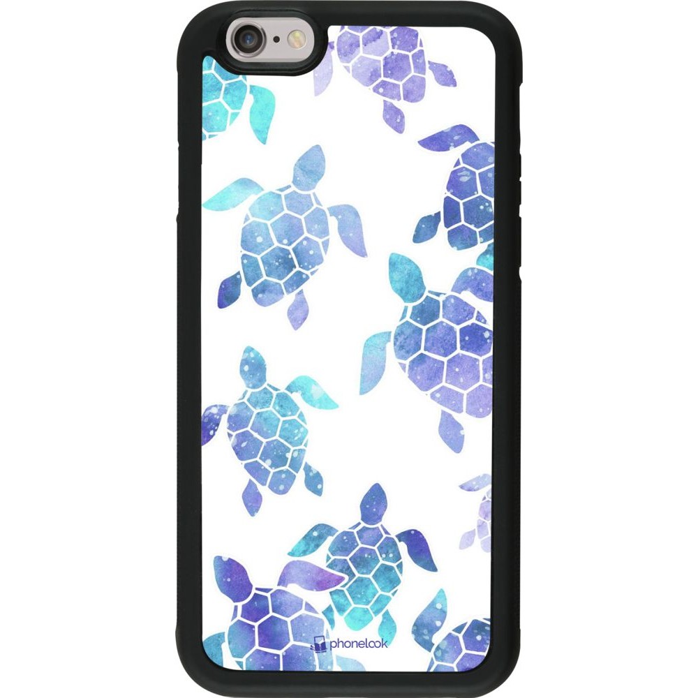 Coque iPhone 6/6s - Silicone rigide noir Turtles pattern watercolor