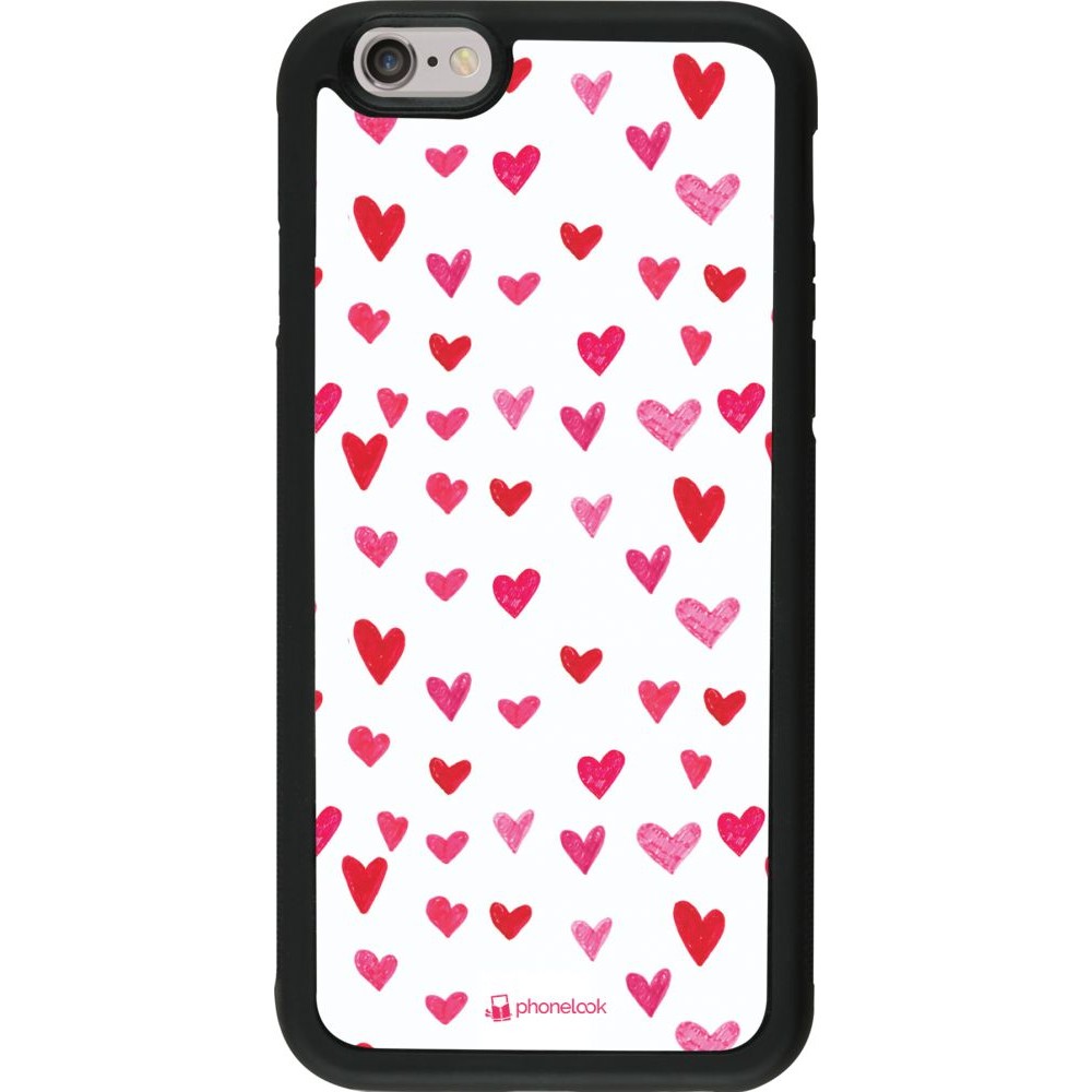 Coque iPhone 6/6s - Silicone rigide noir Valentine 2022 Many pink hearts