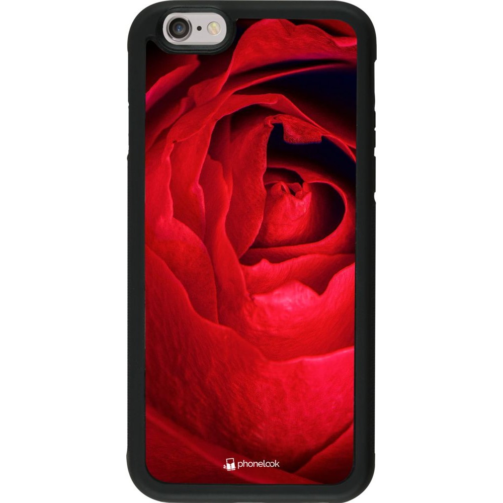 Coque iPhone 6/6s - Silicone rigide noir Valentine 2022 Rose