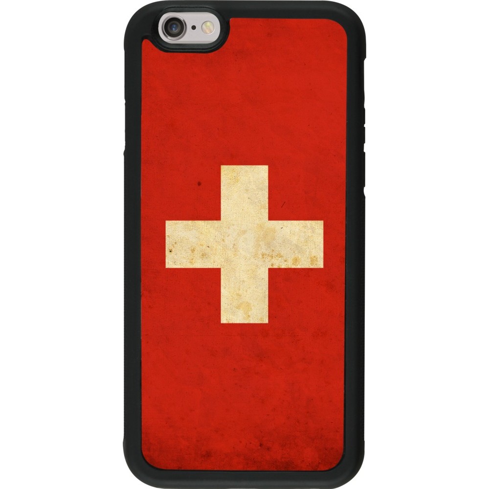 Coque iPhone 6/6s - Silicone rigide noir Vintage Flag SWISS