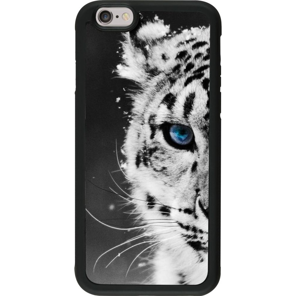 Hülle iPhone 6/6s - Silikon schwarz White tiger blue eye