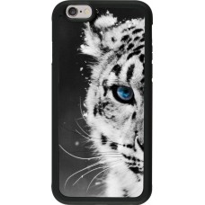 Hülle iPhone 6/6s - Silikon schwarz White tiger blue eye