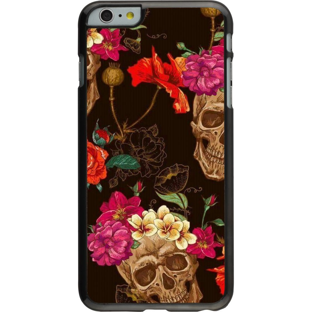 Hülle iPhone 6 Plus / 6s Plus - Skulls and flowers